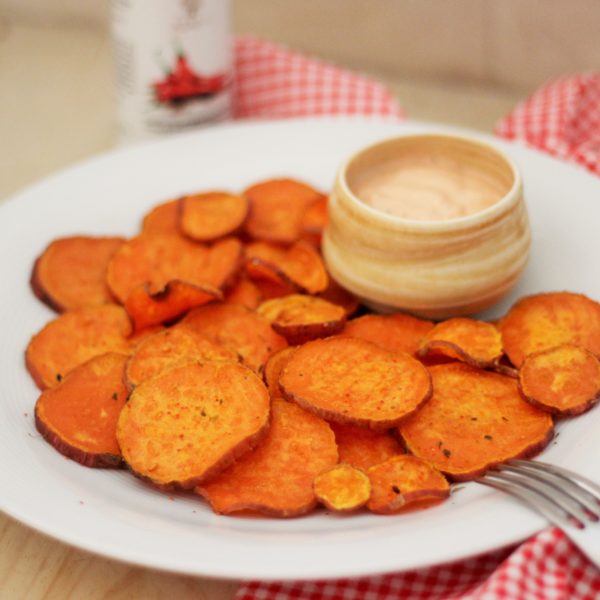 Sweet Potato Chips with Togarashi and a Tangy Tangy Mayo Dipping Sauce