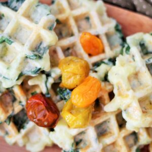 Gluten-free Potato, Parmesan and Spinach Waffles with Slow Roasted Cherry Tomatoes 3
