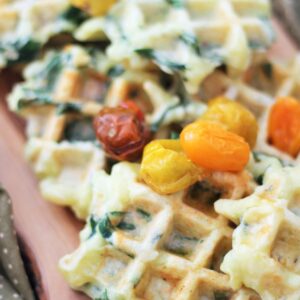Gluten-free Potato, Parmesan and Spinach Waffles with Slow Roasted Cherry Tomatoes 4